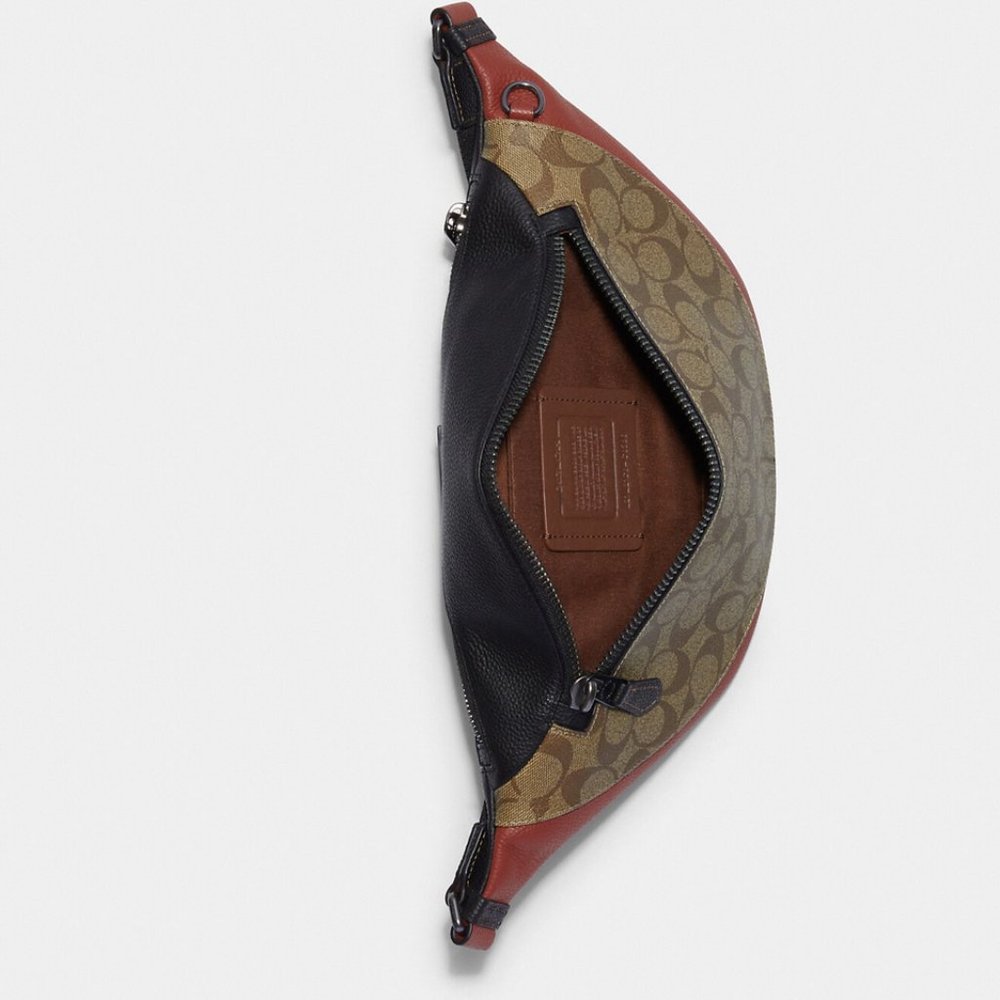 COACH Warren Belt Bag Colorblock Signature Canvas Gunmetal/Khaki Terracota NWT - Picture 6 of 13